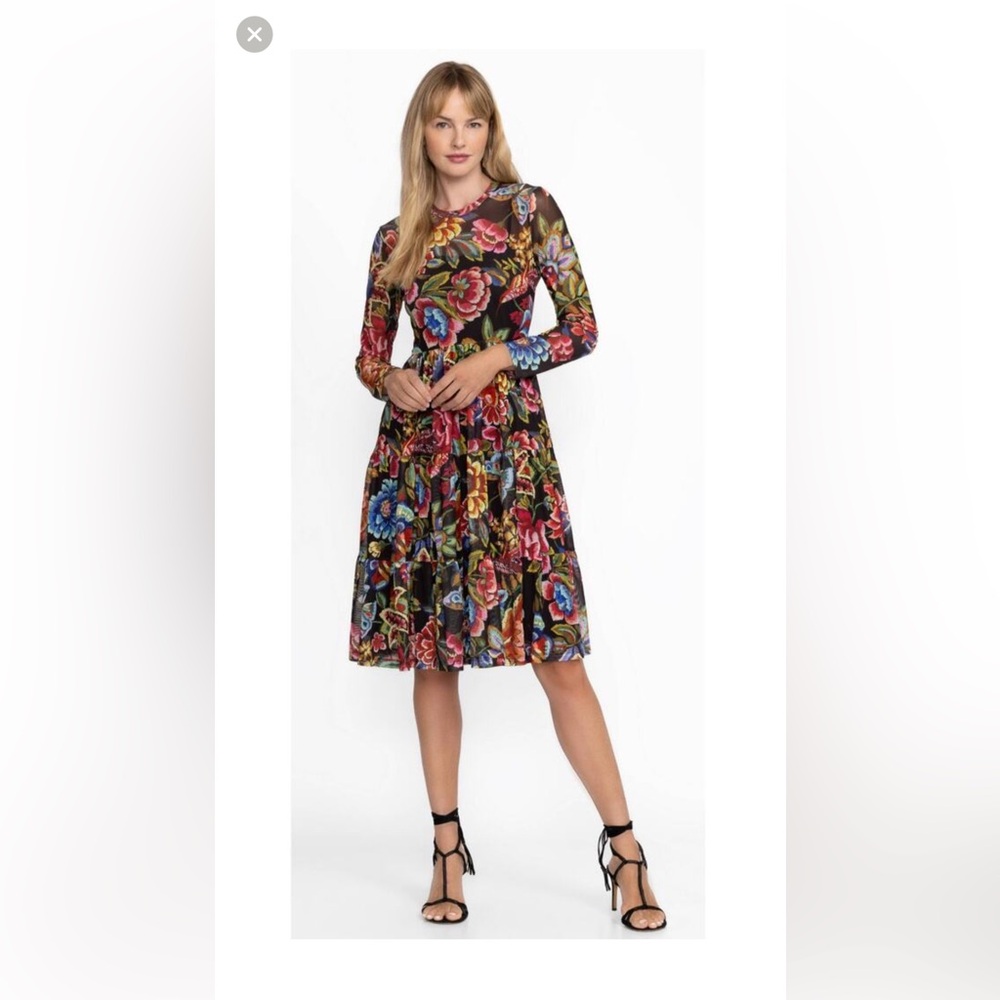 Johnny Was Jade mesh midi dress with slip